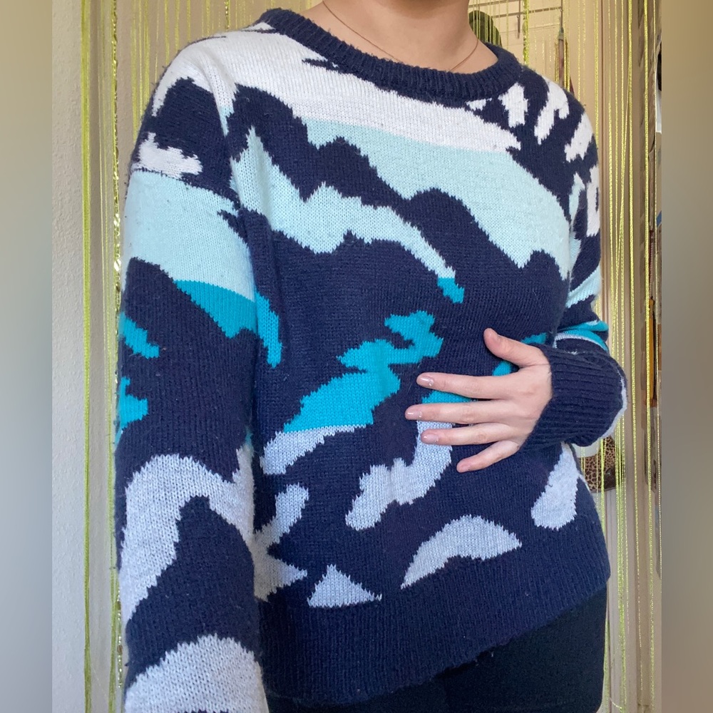 Blue Multicolor Sweater